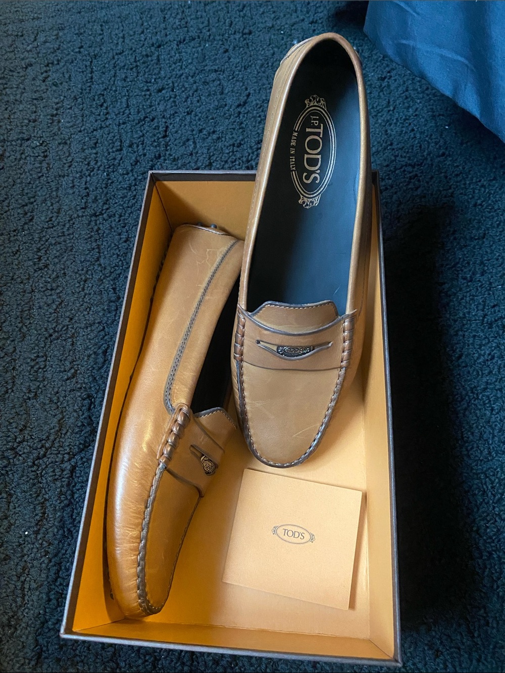 TOD'S Cognac Leather Penny Loafers
